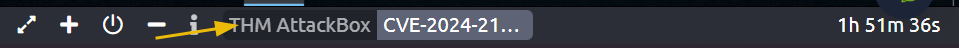 Switching to the THM AttackBox view in the splitscreen pane