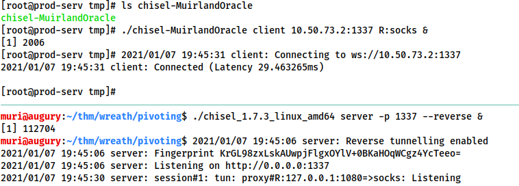 Demonstrating a successful connection with chisel