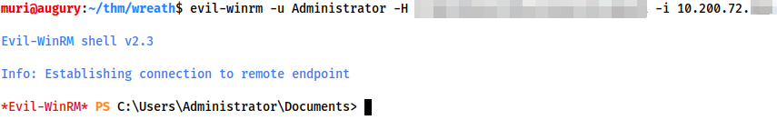 Pass the hash with Evil-WinRM