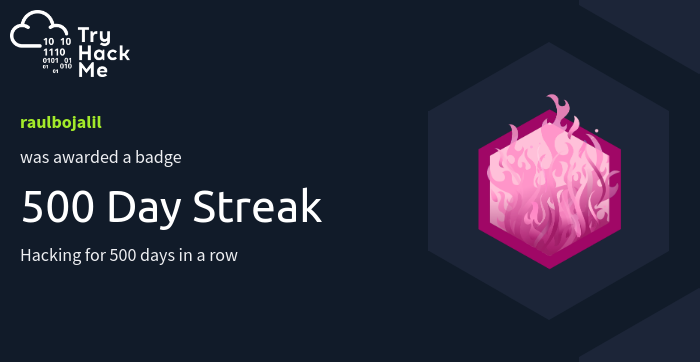 Raúl Bojalil Tryhackme streak